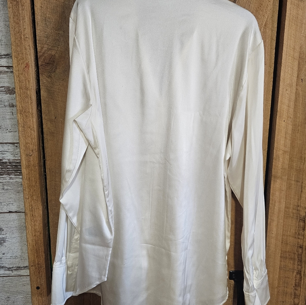 Satin button-up in Creme by H&M, size Medium